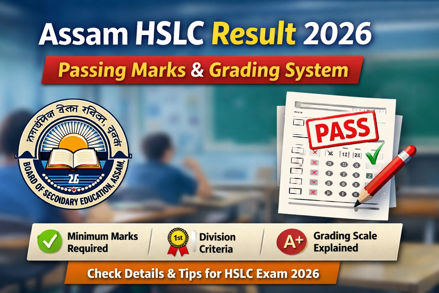 Assam HSLC Result 2026 passing marks and grading system