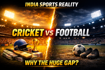 “Indian football vs cricket in India comparison showing cricket success and football struggle.”
