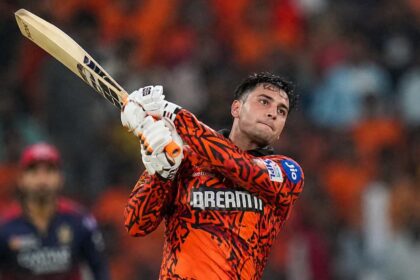 Abhishek Sharma batting for Sunrisers Hyderabad during IPL 2026