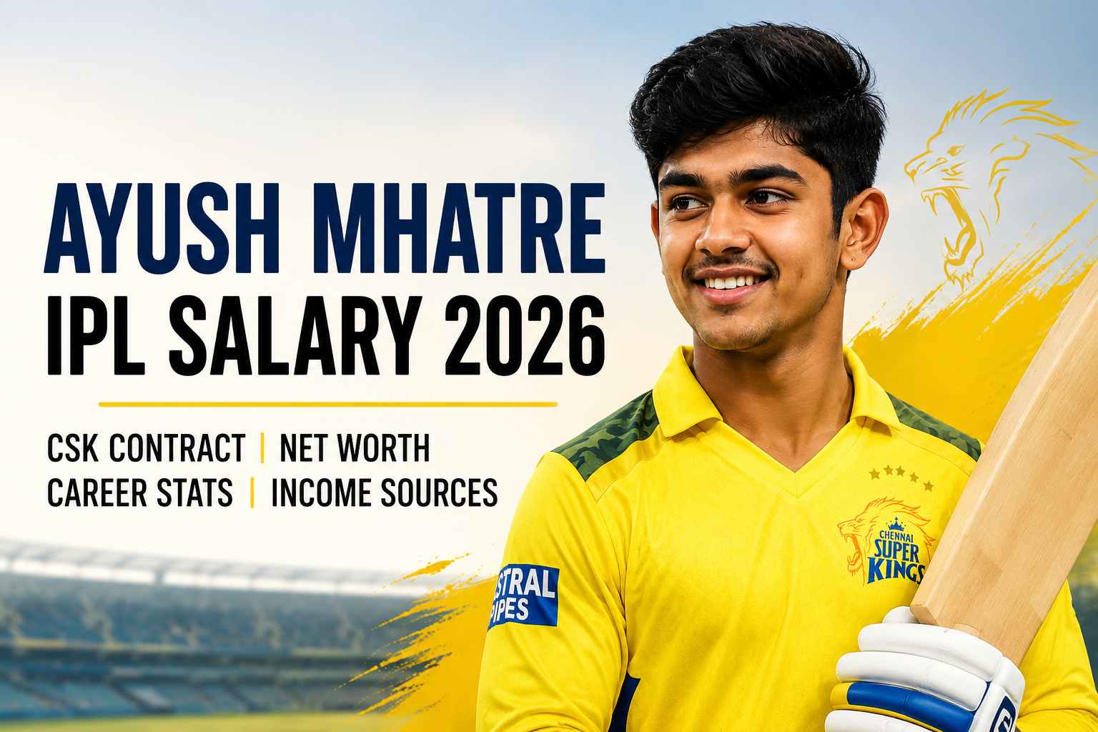 Ayush Mhatre IPL Salary 2026 with CSK contract, net worth, age and cricket career details